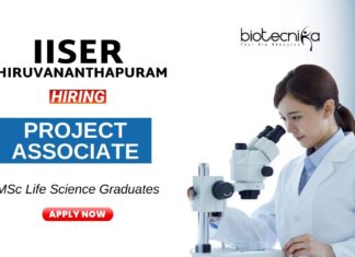 Project Associate Position at IISER Thiruvananthapuram MSc life Science Graduates Apply Now