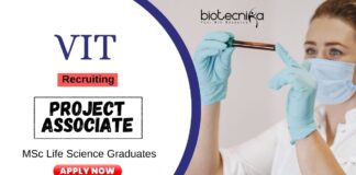Project Associate Position at VIT University MSc Life Science Graduates Apply Online