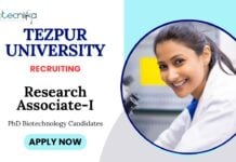 Molecular Biology Jobs at Tezpur University | PhD Biotechnology Candidates Apply Now