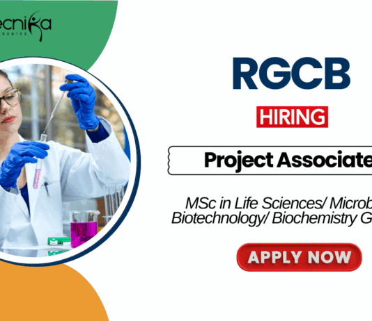 Project Associate position at RGCB Thiruvananthapuram MSc Life Science Graduates Apply Online (1)