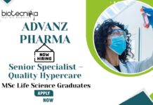 Life Sciences Jobs in QC at ADVANZ PHARMA