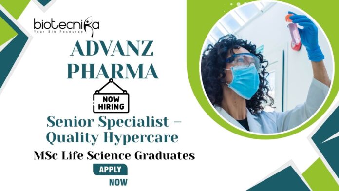 Life Sciences Jobs in QC at ADVANZ PHARMA