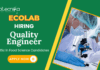 Quality Engineer Jobs at Ecolab | BSc Food Science Candidates Apply Now