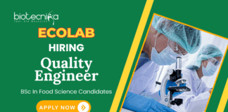 Quality Engineer Jobs at Ecolab | BSc Food Science Candidates Apply Now