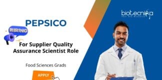 For Supplier Quality Assurance Scientist Role PepsiCo Food Sciences Grads