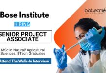 Research Job at Bose Institute | MSc Graduates Attend Walk-In Interview for the Senior Project Associate Role
