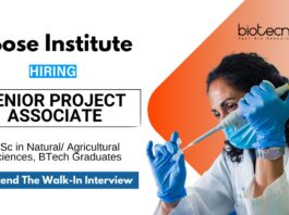 Research Job at Bose Institute | MSc Graduates Attend Walk-In Interview for the Senior Project Associate Role