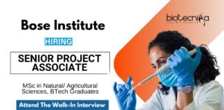 Research Job at Bose Institute | MSc Graduates Attend Walk-In Interview for the Senior Project Associate Role