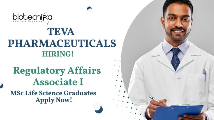 Regulatory Affairs Job Vacancy at Teva Pharmaceuticals | MSc Life Science Graduates Apply Now