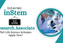 Research Associate Jobs at inStem | PhD Life Science Scholars Apply Now