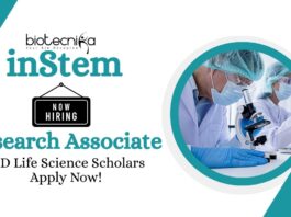 Research Associate Jobs at inStem | PhD Life Science Scholars Apply Now