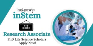 Research Associate Jobs at inStem | PhD Life Science Scholars Apply Now