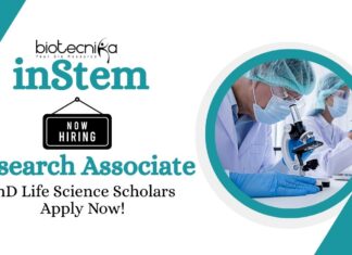 Research Associate Jobs at inStem | PhD Life Science Scholars Apply Now