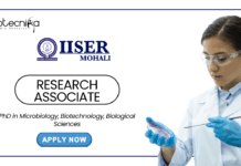 Research Associate Position at IISER Mohali - MSc Life Science Graduates Attend the Walk-In Interview