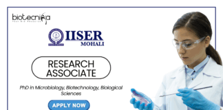 Research Associate Position at IISER Mohali - MSc Life Science Graduates Attend the Walk-In Interview