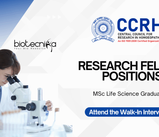 Research Fellow Positions at CCRH  MSc Life Science Candidates Apply Online
