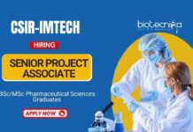 Research Job at CSIR-IMTECH | Pharma Graduates Apply Now for the Senior Project Associate Position