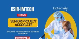 Research Job at CSIR-IMTECH | Pharma Graduates Apply Now for the Senior Project Associate Position
