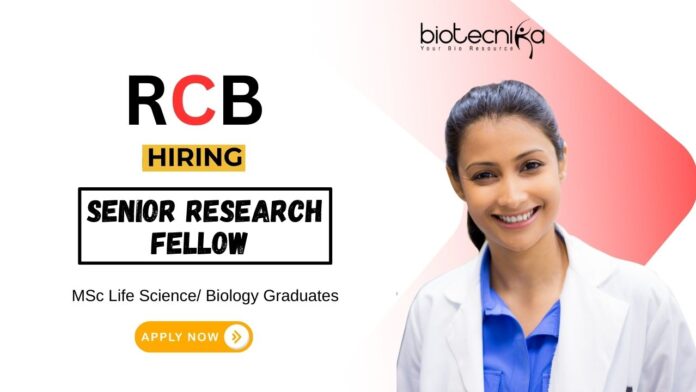 Research Jobs at RCB Faridabad MSc Life Science Graduates Apply Now for the Senior Research Fellow Position