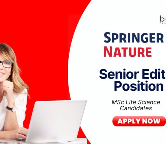 Senior Editor Position at Springer Nature MSc Life Science Candidates Apply Now 