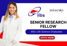 Senior Research Fellow position for AYUSH-funded Project - MSc Life Science Graduates Apply Now at ILBS