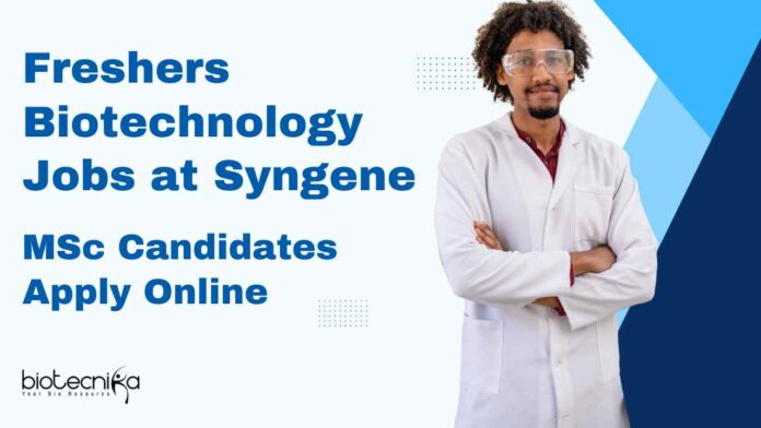 Freshers MSc Biotech Jobs at Syngene