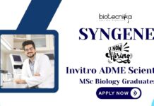 MSc Biology Jobs at Syngene | Apply Now For The Invitro ADME Scientist Role