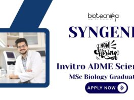 MSc Biology Jobs at Syngene | Apply Now For The Invitro ADME Scientist Role