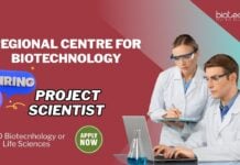 Project Scientist Regional Centre for Biotechnology PhD Biotecnhology or Life Sciences