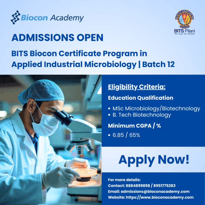 BITS Biocon Certificate Program Admissions