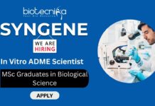 ADME Scientist Job at Syngene | MSc Graduates Apply