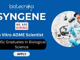 ADME Scientist Job at Syngene | MSc Graduates Apply