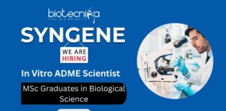 ADME Scientist Job at Syngene | MSc Graduates Apply
