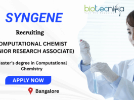 Apply Now Computational Chemist Job at Syngene in Bangalore