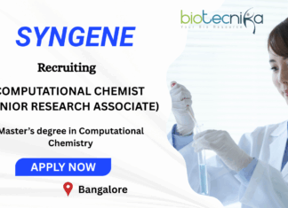 Apply Now Computational Chemist Job at Syngene in Bangalore
