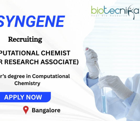 Apply Now Computational Chemist Job at Syngene in Bangalore