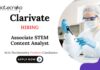 Biochemistry Freshers Jobs at Clarivate Apply Now for Associate STEM Content Analyst Role