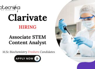 Biochemistry Freshers Jobs at Clarivate Apply Now for Associate STEM Content Analyst Role