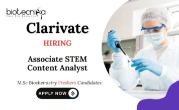 Biochemistry Freshers Jobs at Clarivate | Apply Now for Associate STEM Content Analyst Role Biochemistry Freshers Jobs at Clarivate Apply Now for Associate STEM Content Analyst Role