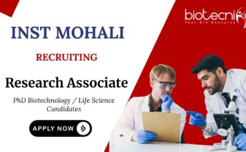Biochemistry Jobs at INST Mohali | Apply Now for Research Associate Position