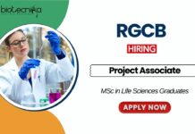 Biochemistry Jobs at RGCB MSc Graduates Apply Now for the Project Associate Position