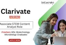 Biotech Freshers Jobs at Clarivate Apply Now for the Associate STEM Content Analyst Role