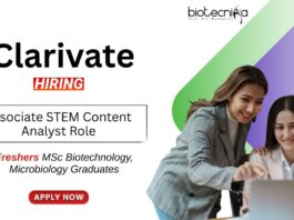 Biotech Freshers Jobs at Clarivate Apply Now for the Associate STEM Content Analyst Role
