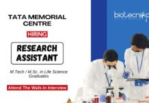 MSc & MTech Life Sciences Job Openings Latest at Tata Memorial Centre
