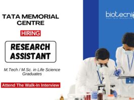 MSc & MTech Life Sciences Job Openings Latest at Tata Memorial Centre
