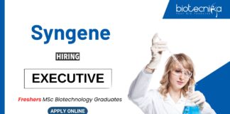 Biotechnology Job for Freshers at Syngene MSc Graduates Apply Now for the Executive Role