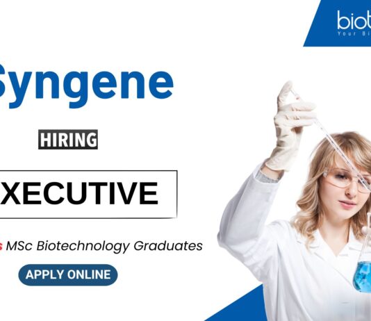 Biotechnology Job for Freshers at Syngene MSc Graduates Apply Now for the Executive Role