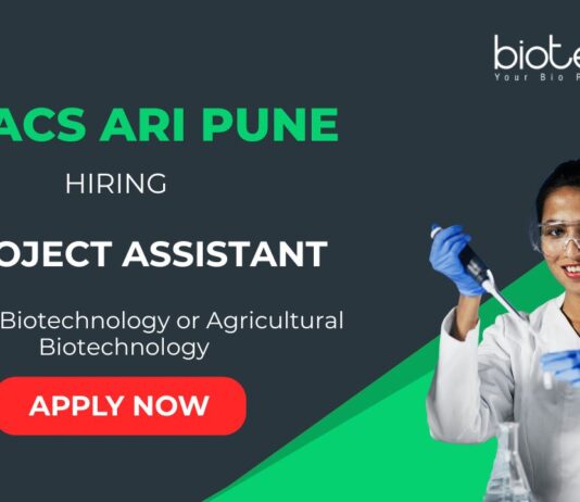 Biotechnology Jobs at ARI Pune- Project Assistant Recruitment 2025
