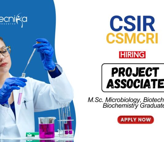 Biotechnology Jobs at CSMCRI MSc Graduates Apply Now for the Project Associate Position