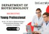 Biotechnology Jobs at DBT Apply Now for Young Professional Position